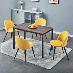 Brandt 47 in. Walnut Rectangle Manuefactured Wood Top with Metal Frame Dining Table (Seats 4) by Homy Casa -Homy Casa Shop walnut homy casa kitchen dining tables brandt walnut black leg 120 31 1000