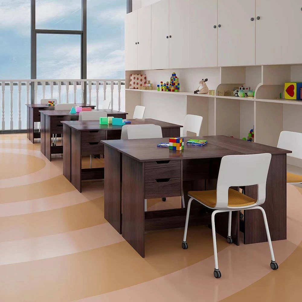 Waston 35.4 in. Rectangular Walnut Wood 2-Drawer Writing Desk by Homy Casa 16 Waston 35.4 in. Rectangular Walnut Wood 2-Drawer Writing Desk by Homy Casa - Image 14