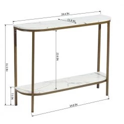 Adria 39.4 in. White Manufactured Wood Top Half Moon Gold Metal Frame Console Table by Homy Casa -Homy Casa Shop white gold homy casa bookcases bookshelves adria shelf gold leg 44 1000