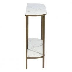 Adria 39.4 in. White Manufactured Wood Top Half Moon Gold Metal Frame Console Table by Homy Casa -Homy Casa Shop white gold homy casa bookcases bookshelves adria shelf gold leg 4f 1000