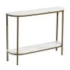 Adria 39.4 in. White Manufactured Wood Top Half Moon Gold Metal Frame Console Table by Homy Casa