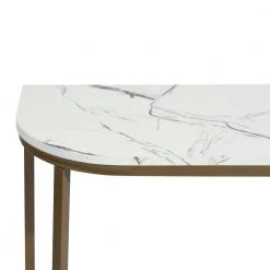 Adria 39.4 in. White Manufactured Wood Top Half Moon Gold Metal Frame Console Table by Homy Casa -Homy Casa Shop white gold homy casa bookcases bookshelves adria shelf gold leg 77 1000