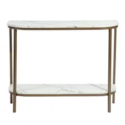 Adria 39.4 in. White Manufactured Wood Top Half Moon Gold Metal Frame Console Table by Homy Casa -Homy Casa Shop white gold homy casa bookcases bookshelves adria shelf gold leg c3 1000