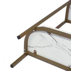 Adria 39.4 in. White Manufactured Wood Top Half Moon Gold Metal Frame Console Table by Homy Casa -Homy Casa Shop white gold homy casa bookcases bookshelves adria shelf gold leg fa 1000