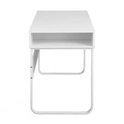 Wire 43.3 in. Rectangular White Writing Desk with 3 Storage Cubes by Homy Casa -Homy Casa Shop white homy casa computer desks wire hy lmkz 4f 1000