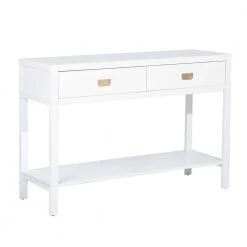 Bianca 44.3 in. White Rectangle Manufactured Wood Console Table by Homy Casa