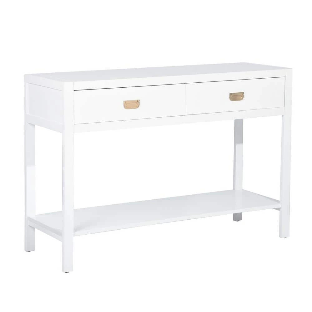 Bianca 44.3 in. White Rectangle Manufactured Wood Console Table by Homy Casa 3 Bianca 44.3 in. White Rectangle Manufactured Wood Console Table by Homy Casa