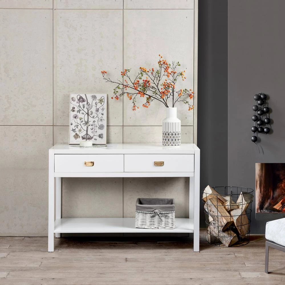Bianca 44.3 in. White Rectangle Manufactured Wood Console Table by Homy Casa 4 Bianca 44.3 in. White Rectangle Manufactured Wood Console Table by Homy Casa - Image 2