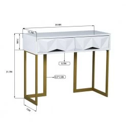Magnus 39.4 in. White Rectangle Particle Board Console Table with 2 Drawers by Homy Casa -Homy Casa Shop white homy casa console tables magnus 44 1000