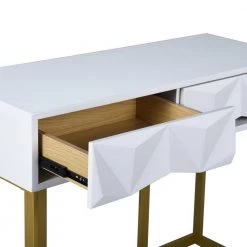 Magnus 39.4 in. White Rectangle Particle Board Console Table with 2 Drawers by Homy Casa -Homy Casa Shop white homy casa console tables magnus 76 1000