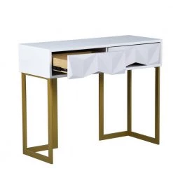 Magnus 39.4 in. White Rectangle Particle Board Console Table with 2 Drawers by Homy Casa -Homy Casa Shop white homy casa console tables magnus fa 1000