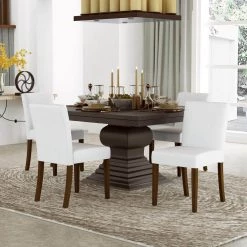 Lowe White Upholstered Dining Chairs(Set of 2) by Homy Casa 16 Lowe White Upholstered Dining Chairs(Set of 2) by Homy Casa -Homy Casa Shop white homy casa dining chairs lowe wh 40 1000