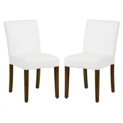 Lowe White Upholstered Dining Chairs(Set of 2) by Homy Casa
