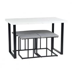 Unathi 4-Piece Rectangle Manufactured Wood Top White And Grey Dining Table set by Homy Casa -Homy Casa Shop white homy casa dining room sets unathi 31 1000