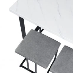 Unathi 4-Piece Rectangle Manufactured Wood Top White And Grey Dining Table set by Homy Casa -Homy Casa Shop white homy casa dining room sets unathi fa 1000