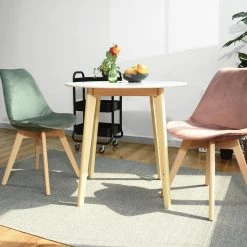 White Dining Table Round Top Solid Pine Leg by Homy Casa -Homy Casa Shop white homy casa kitchen dining tables currency round top80 a 31 1000