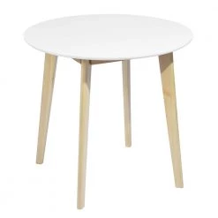 White Dining Table Round Top Solid Pine Leg by Homy Casa -Homy Casa Shop white homy casa kitchen dining tables currency round top80 a 4f 1000