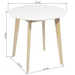 White Dining Table Round Top Solid Pine Leg by Homy Casa -Homy Casa Shop white homy casa kitchen dining tables currency round top80 a fa 1000