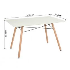 London 47.2 in Rectangle Matt White Manufactured Wood Tabletop with Metal Frame Solid Wood Legs for 4 by Homy Casa -Homy Casa Shop white homy casa kitchen dining tables london matt white a 44 1000