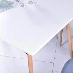 London 47.2 in Rectangle Matt White Manufactured Wood Tabletop with Metal Frame Solid Wood Legs for 4 by Homy Casa -Homy Casa Shop white homy casa kitchen dining tables london matt white a c3 1000