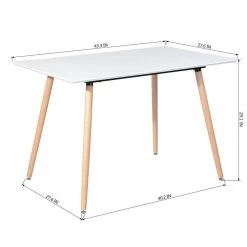 Rookie 43.3 in. White Rectangular Manufactured Wood Table Top Solid Beech Wood Legs Dining Table by Homy Casa -Homy Casa Shop white homy casa kitchen dining tables rookie round leg 110 i 44 1000