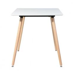 Rookie 43.3 in. White Rectangular Manufactured Wood Table Top Solid Beech Wood Legs Dining Table by Homy Casa -Homy Casa Shop white homy casa kitchen dining tables rookie round leg 110 i 4f 1000