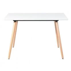 Rookie 43.3 in. White Rectangular Manufactured Wood Table Top Solid Beech Wood Legs Dining Table by Homy Casa -Homy Casa Shop white homy casa kitchen dining tables rookie round leg 110 i c3 1000