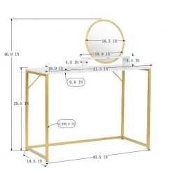 Jay 29.5 in. H x 41.3 in. W x 18.5 in. D White Vanity Tables by Homy Casa -Homy Casa Shop white homy casa makeup vanities hd jay 1f 1000