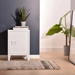 Graves White Metal Nightstand by Homy Casa -Homy Casa Shop white homy casa nightstands graves solo white lt 1f 1000