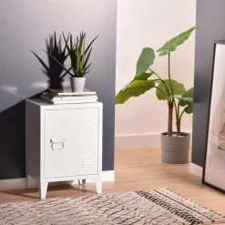 Graves White Metal Nightstand by Homy Casa -Homy Casa Shop white homy casa nightstands graves solo white lt 40 1000