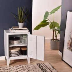 Graves White Metal Nightstand by Homy Casa -Homy Casa Shop white homy casa nightstands graves solo white lt 4f 1000