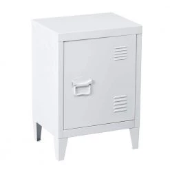 Graves White Metal Nightstand by Homy Casa