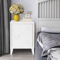 Graves White Metal Nightstand by Homy Casa -Homy Casa Shop white homy casa nightstands graves solo white lt 77 1000