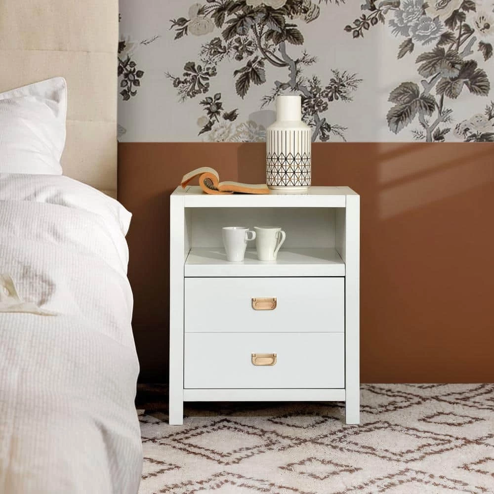 Loralie 1 -Drawer White Nightstand (27.2 in. H x 22.3 in. W x 16.9 in. D) by Homy Casa 4 Loralie 1 -Drawer White Nightstand (27.2 in. H x 22.3 in. W x 16.9 in. D) by Homy Casa - Image 2