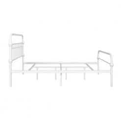 Gobert White Metal Standard Queen Platform Bed Foundation with Headboard by Homy Casa -Homy Casa Shop white homy casa panel beds hd gobert queen white 4f 1000