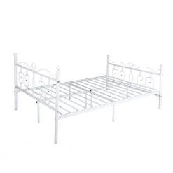 Conway Doublebed White Full Platform Bed Metal Platform Bed Frame by Homy Casa -Homy Casa Shop white homy casa platform beds conway doublebed 1f 1000