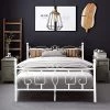 Conway Doublebed White Full Platform Bed Metal Platform Bed Frame by Homy Casa