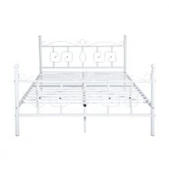 Conway Doublebed White Full Platform Bed Metal Platform Bed Frame by Homy Casa -Homy Casa Shop white homy casa platform beds conway doublebed c3 1000