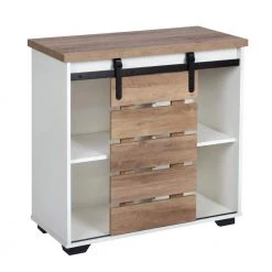 Freesia White Wood 4-tier Storage Cabinet With Sliding Barn Door by Homy Casa -Homy Casa Shop white homy casa sideboards buffet tables freesia 4f 1000