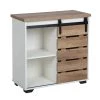 Freesia White Wood 4-tier Storage Cabinet With Sliding Barn Door by Homy Casa 2 Freesia White Wood 4-tier Storage Cabinet With Sliding Barn Door by Homy Casa -Homy Casa Shop white homy casa sideboards buffet tables freesia 64 1000