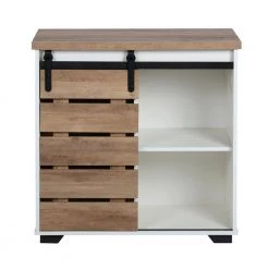 Freesia White Wood 4-tier Storage Cabinet With Sliding Barn Door by Homy Casa -Homy Casa Shop white homy casa sideboards buffet tables freesia c3 1000