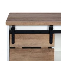 Freesia White Wood 4-tier Storage Cabinet With Sliding Barn Door by Homy Casa -Homy Casa Shop white homy casa sideboards buffet tables freesia fa 1000