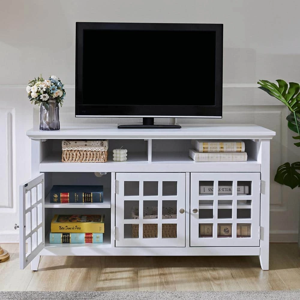 Taneka 48 in. White TV Stand Fits TV's Up To 58 in by Homy Casa 6 Taneka 48 in. White TV Stand Fits TV's Up To 58 in by Homy Casa - Image 4