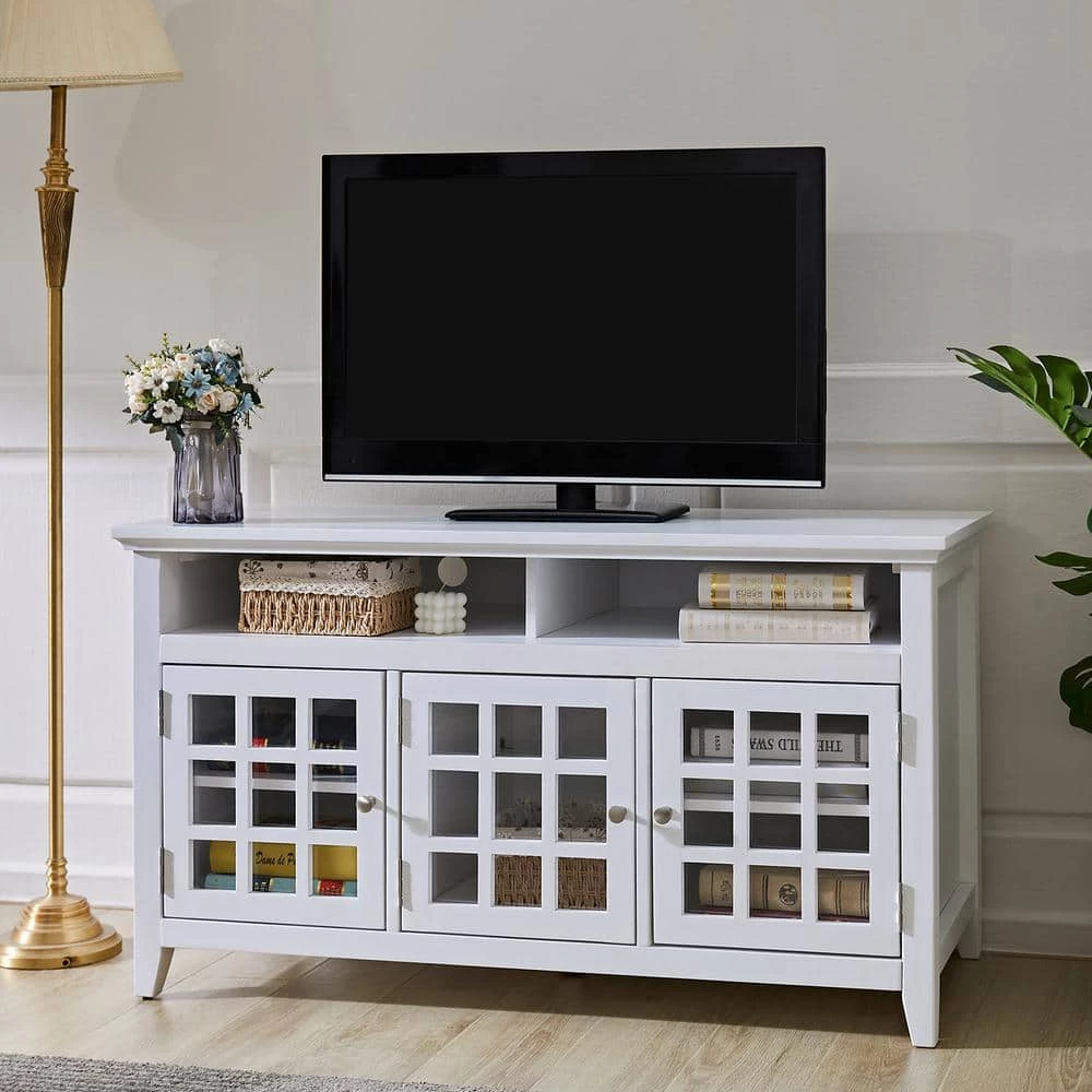 Taneka 48 in. White TV Stand Fits TV's Up To 58 in by Homy Casa 4 Taneka 48 in. White TV Stand Fits TV's Up To 58 in by Homy Casa - Image 2