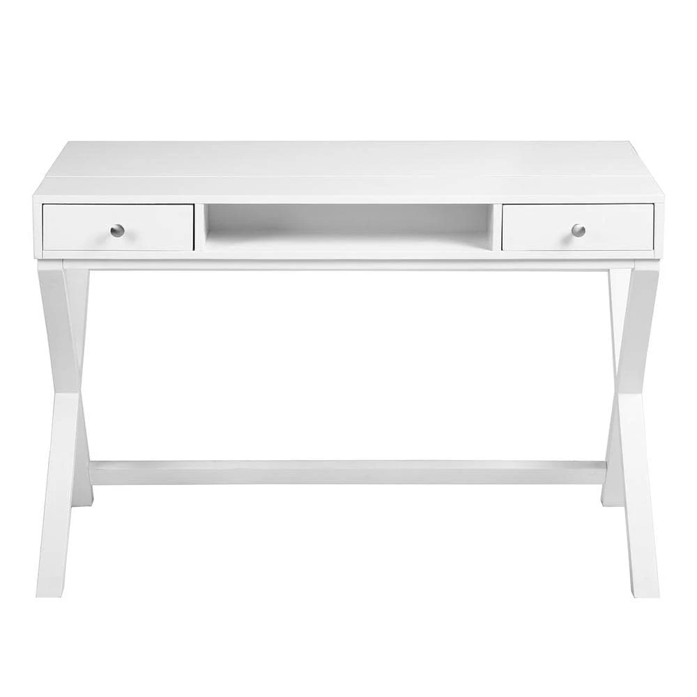 Parca 44.1 in. Rectangular White Wood 2-Drawer Writing Desk with Lifting Desktop by Homy Casa 8 Parca 44.1 in. Rectangular White Wood 2-Drawer Writing Desk with Lifting Desktop by Homy Casa - Image 6