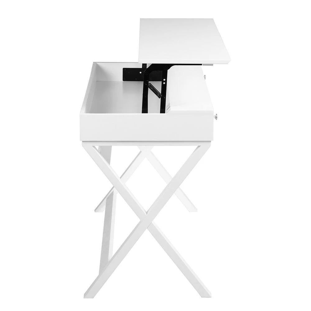 Parca 44.1 in. Rectangular White Wood 2-Drawer Writing Desk with Lifting Desktop by Homy Casa 12 Parca 44.1 in. Rectangular White Wood 2-Drawer Writing Desk with Lifting Desktop by Homy Casa - Image 10