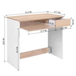 Tik 31.5 in. Rectangular Light Brown 1-Drawer Writing Desk by Homy Casa -Homy Casa Shop white homy casa writing desks hd tik 44 1000