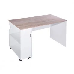 Midtown 47.4 in. White Writing Desk with Movable Shelves by Homy Casa