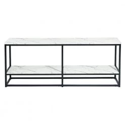 59.8 in. White Marble TV Stand Fits TVs up to 65 in. with Storage Shelf by Homy Casa