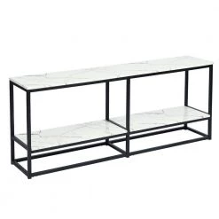 59.8 in. White Marble TV Stand Fits TVs up to 65 in. with Storage Shelf by Homy Casa -Homy Casa Shop white marble and black finish homy casa tv stands adria tv stand blackleg c3 1000